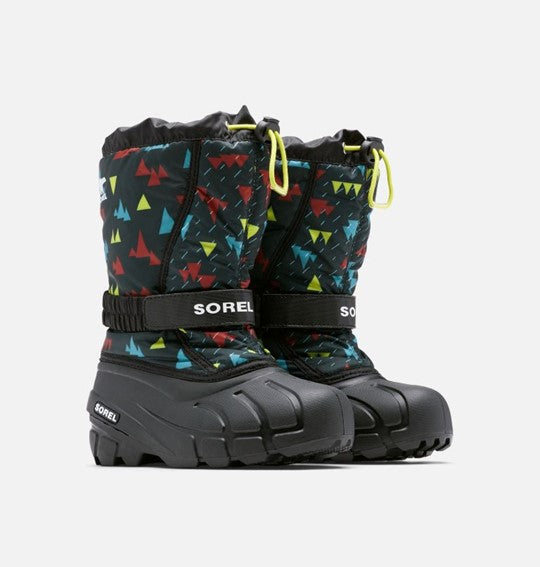 Flurry Printed Kid's Insulated Snow Boot - Black/Mountains
