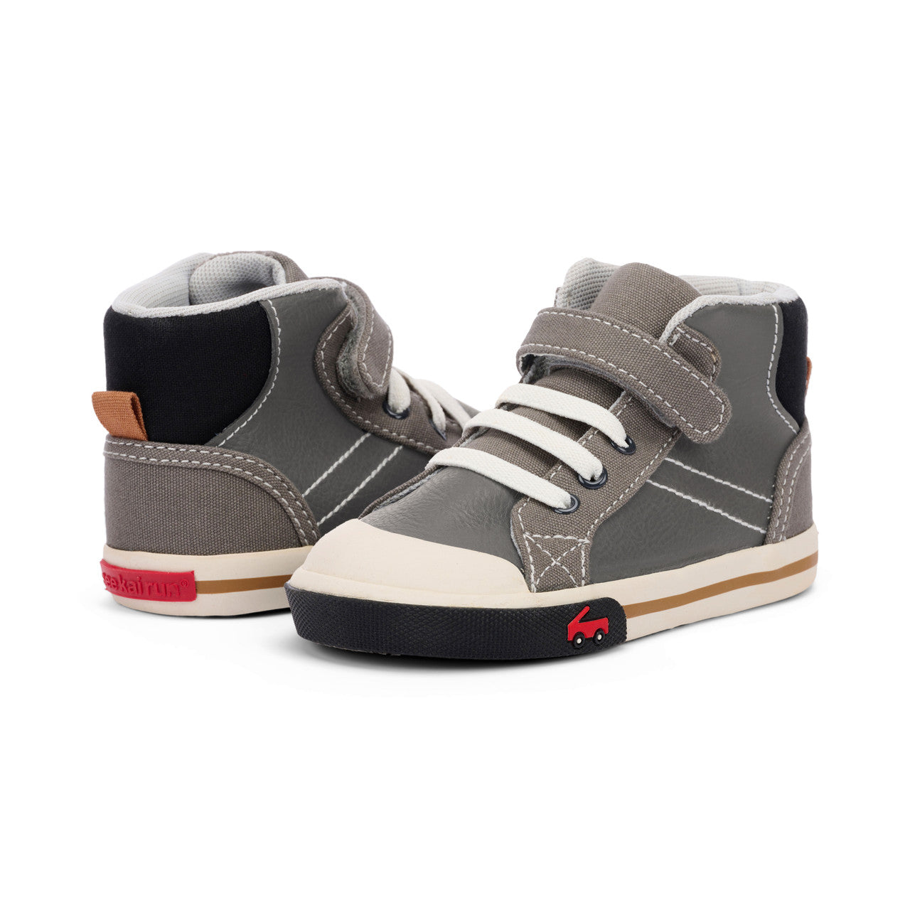 Dane Kid's High-Top Leather Sneaker - Gray