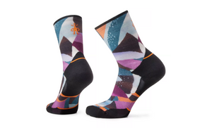 Women's Trail Run Targeted Cushion Mosaic Pieces Print Crew Socks - Black