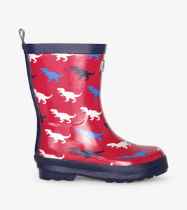 T-Rex Silhouettes Shiny Rain Boots