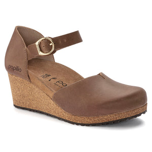 Mary Ring-Buckle Women's Wedge -  Cognac Oiled Leather
