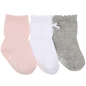 3 pack Girlie Girl Basic Socks - Gray/White/Pink