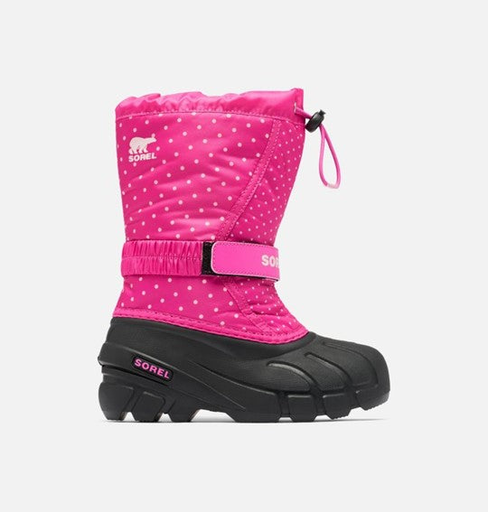 Flurry Printed Kid's Insulated Snow Boot - Fuchsia/Dots