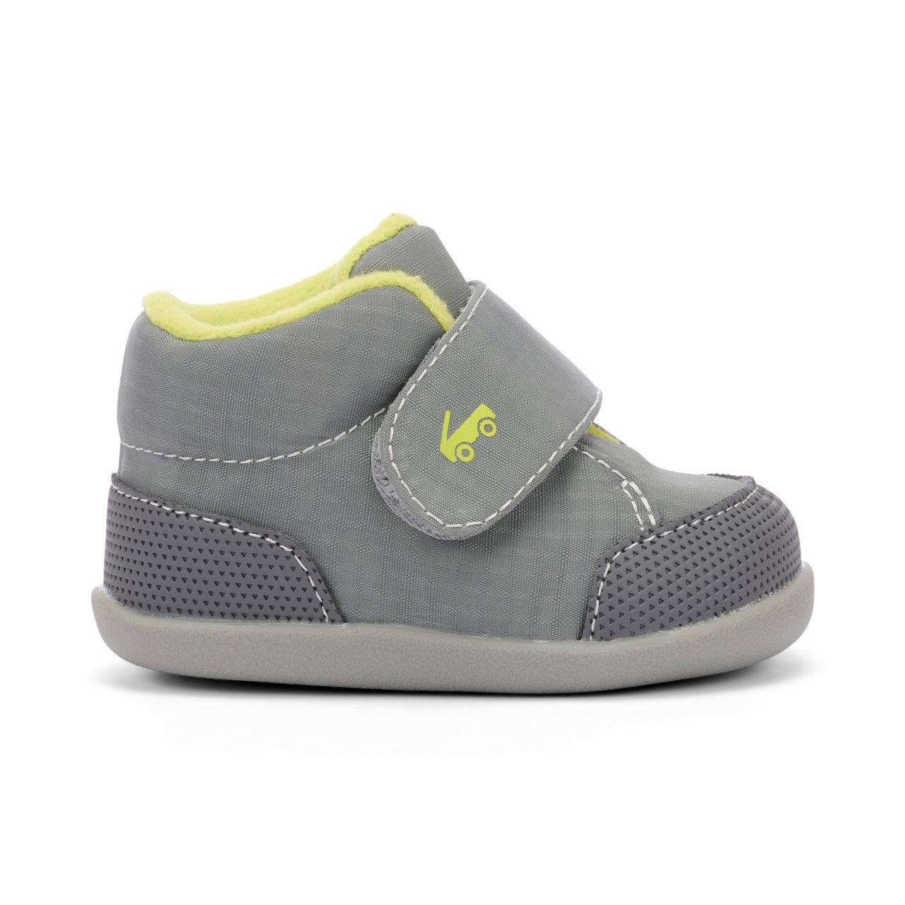 Casey (First Walker) Infant Bootie -  Gray/Lime