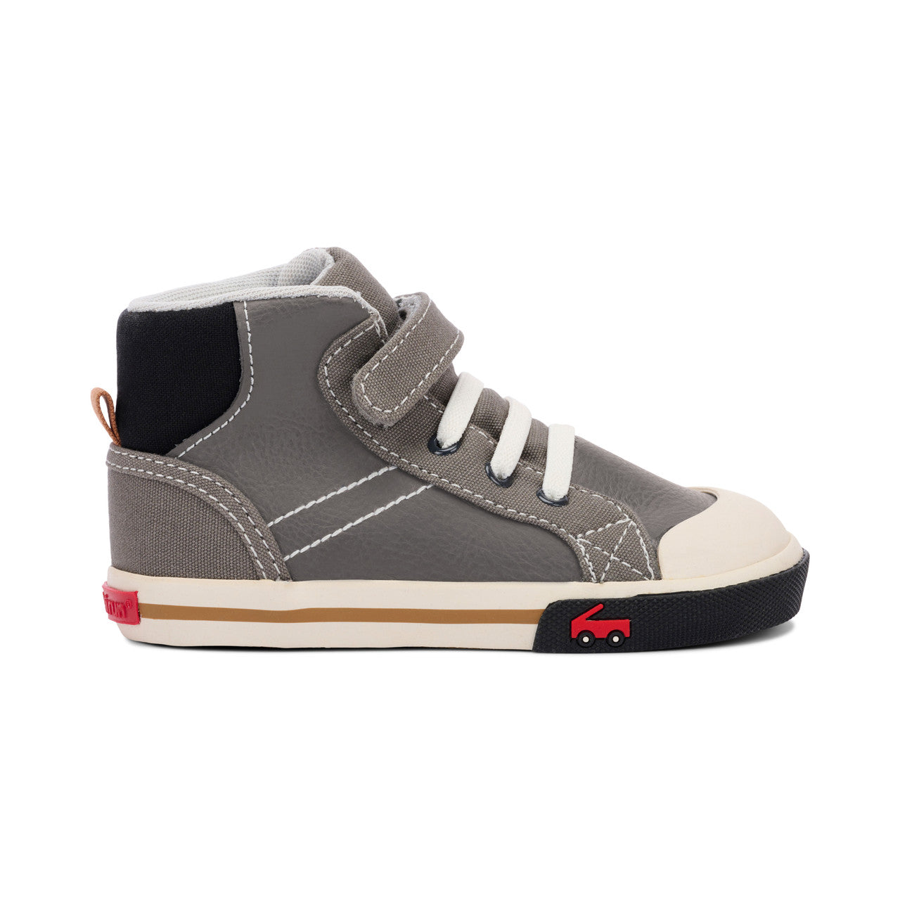 Dane Kid's High-Top Leather Sneaker - Gray