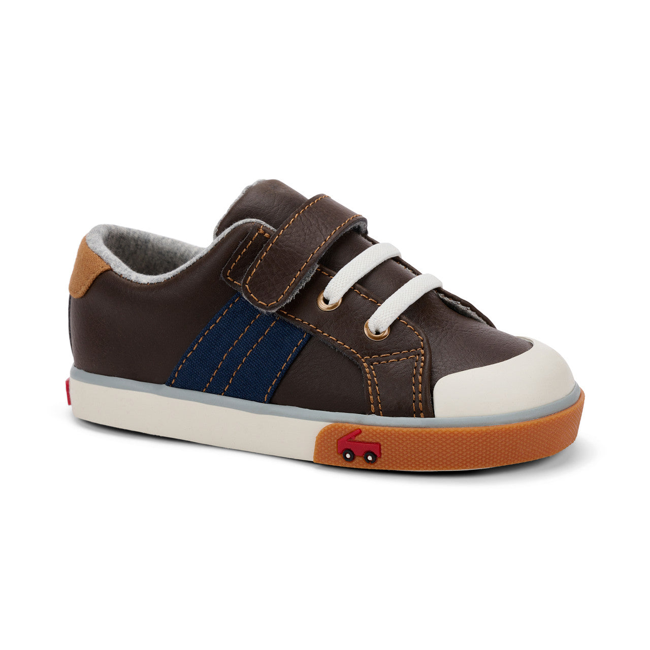 Lucci Kid's Leather Sneaker - Brown/Navy