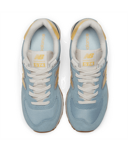 574 Women's Athletic Shoe - Light slate with yellow and white