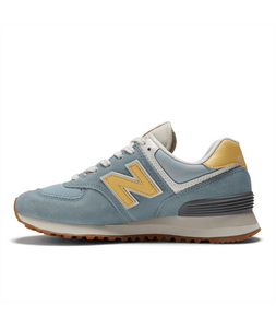 574 Women's Athletic Shoe - Light slate with yellow and white