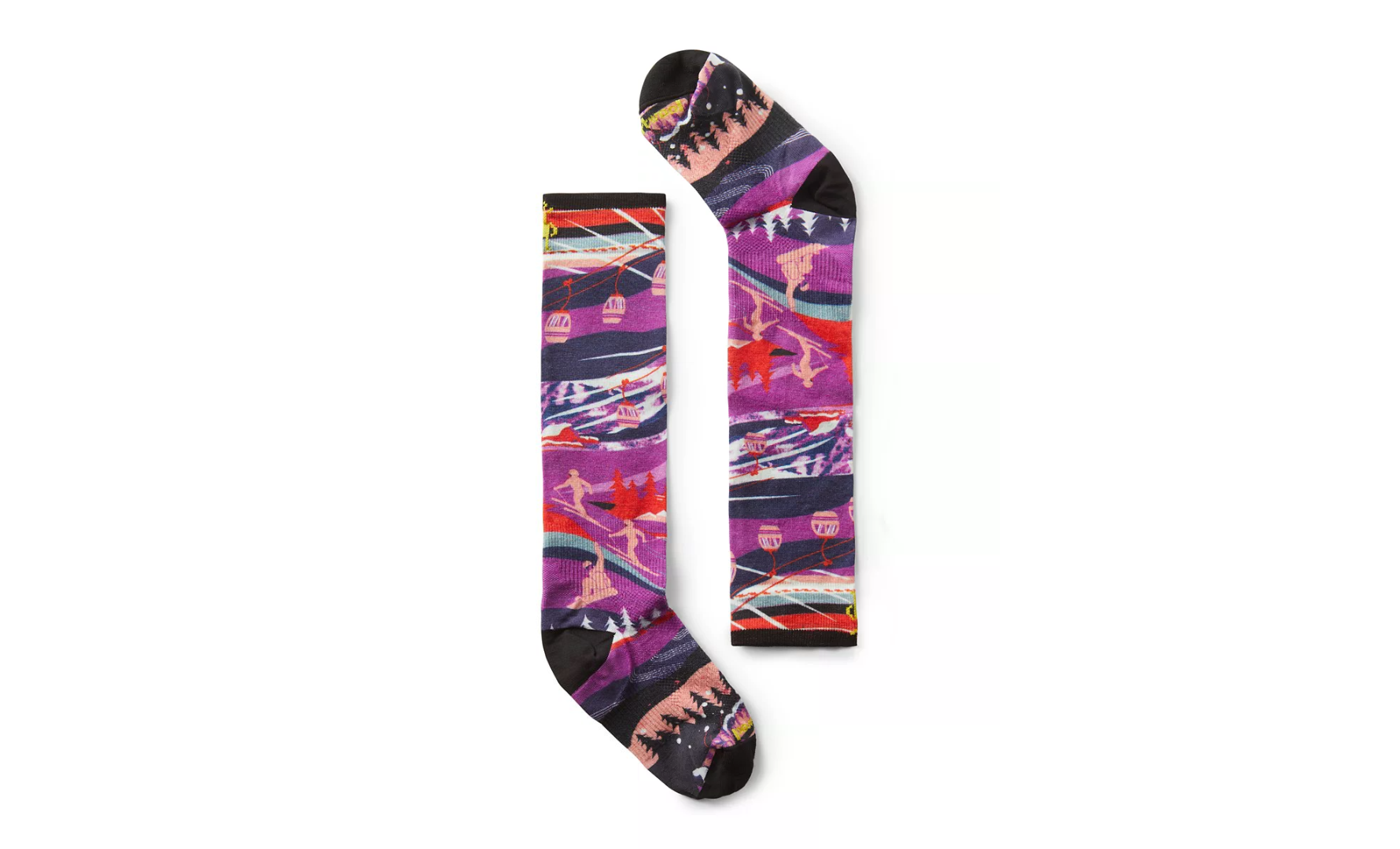 Junior Ski Zero Cushion Skication Print Over The Calf Socks - Purple