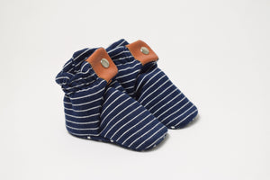 Snap Booties - Navy with White Stripes
