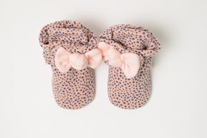 Snap Booties - Pink Animal Print with Bow