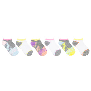 6pk No Show Swerve Socks - Grey/Pink
