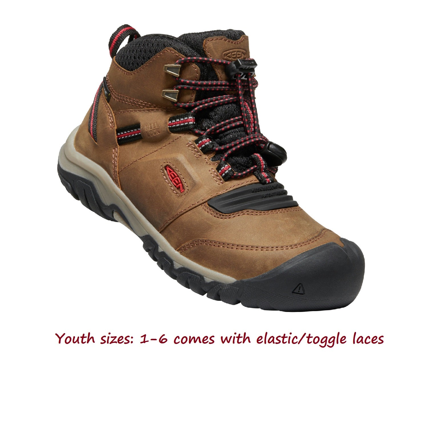Kid's Ridge Flex Mid WP Hiking Boot - Bison/Red Carpet