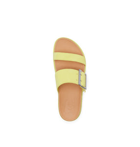 Roaming Buckle Women's Leather Slide Sandal - Sunnyside Yellow