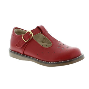 Sherry Kid's T-strap Dress Shoe - Red Leather