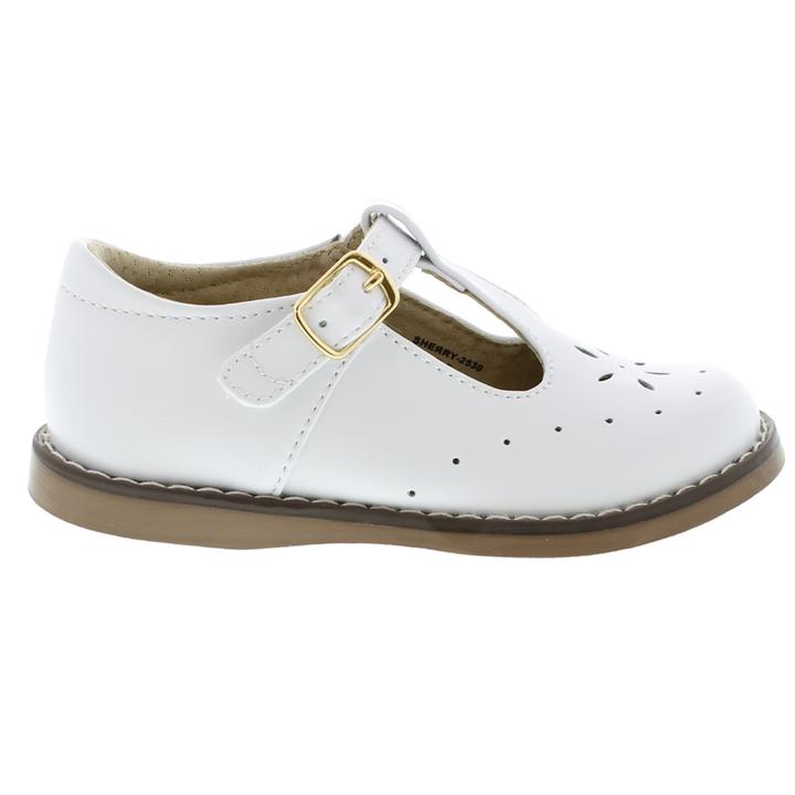 Sherry Kid's T-strap Dress Shoe - White Leather