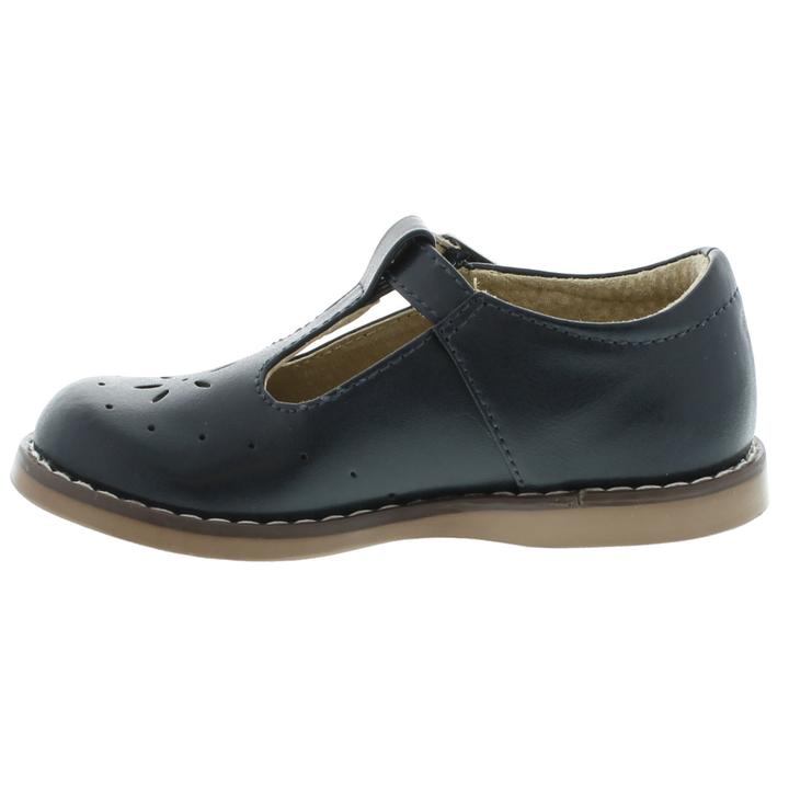 Sherry Kid's T-strap Dress Shoe - Navy Leather