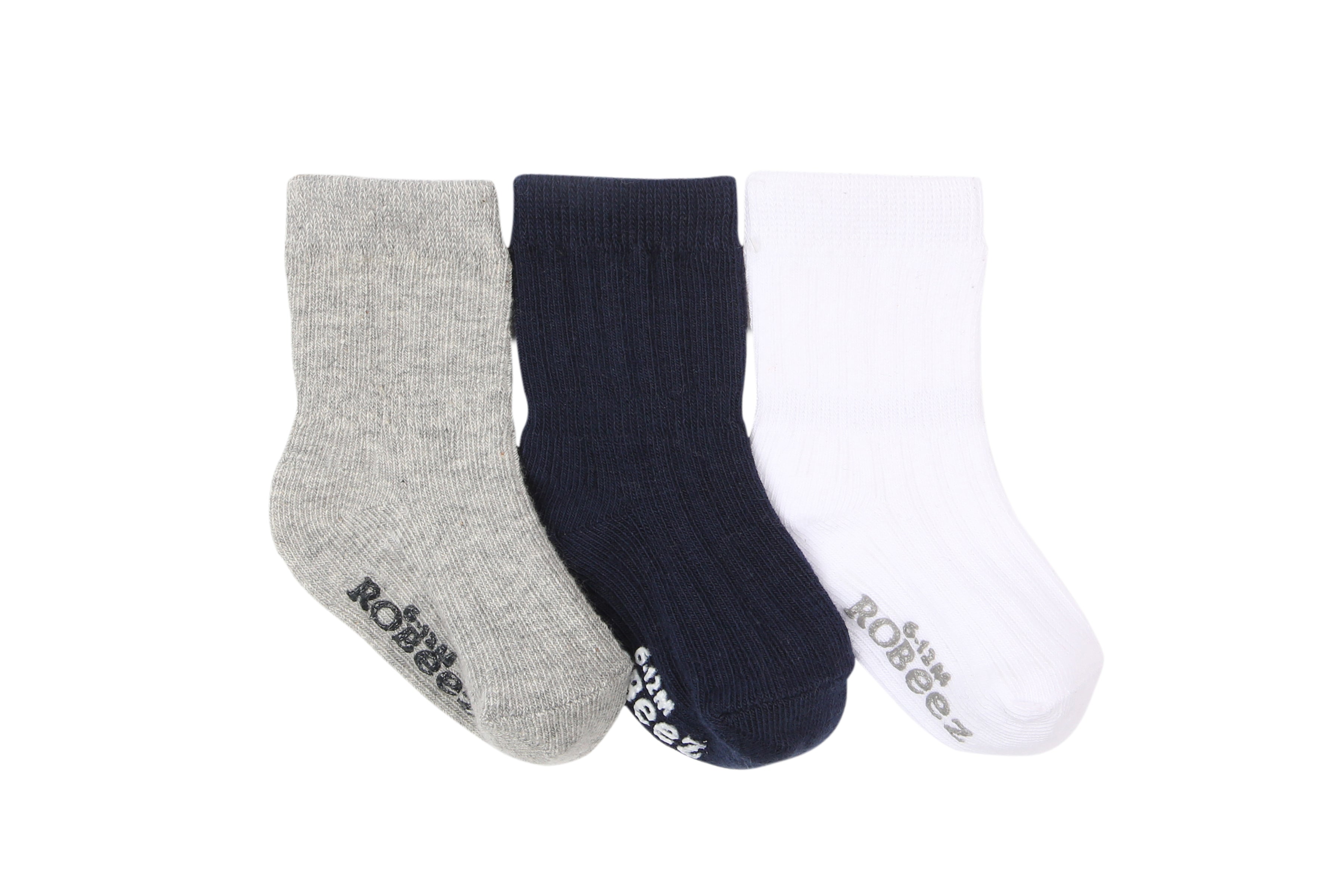 3pk Baby Boys Basic Socks - Grey/Navy/White