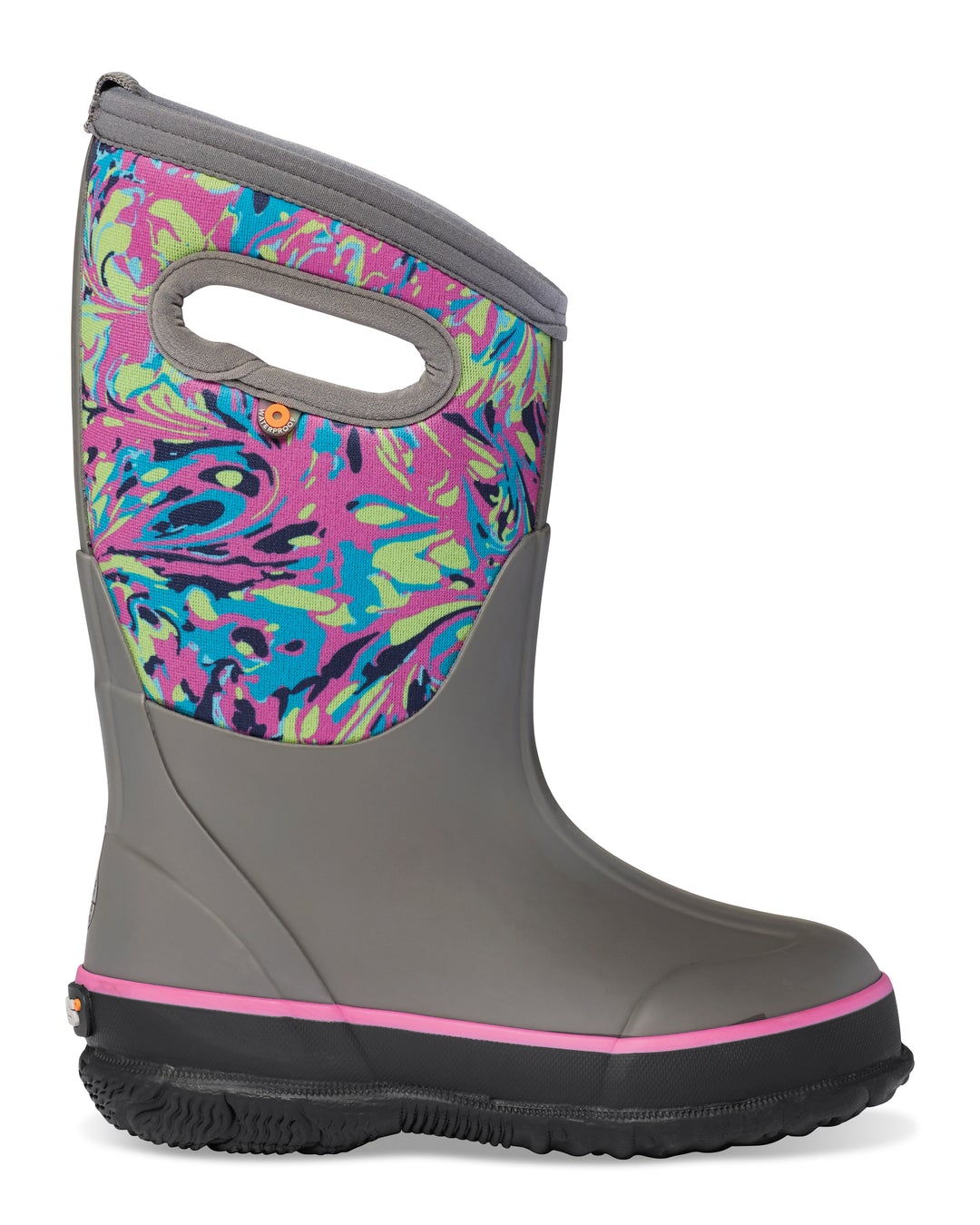 Classic Kid's Marbled Snow Boot - Grey/Pink