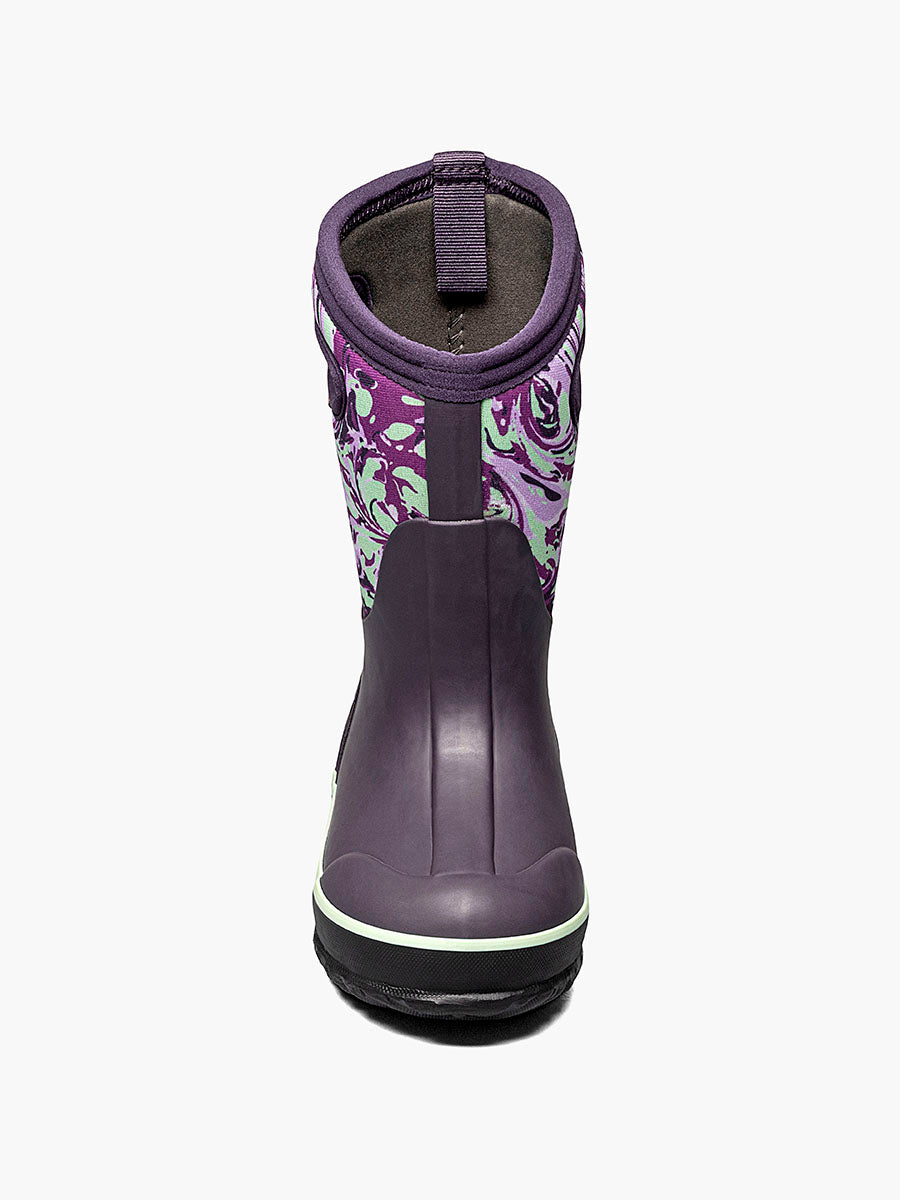 Classic Kid's Marbled Snow Boot - Grey/Purple