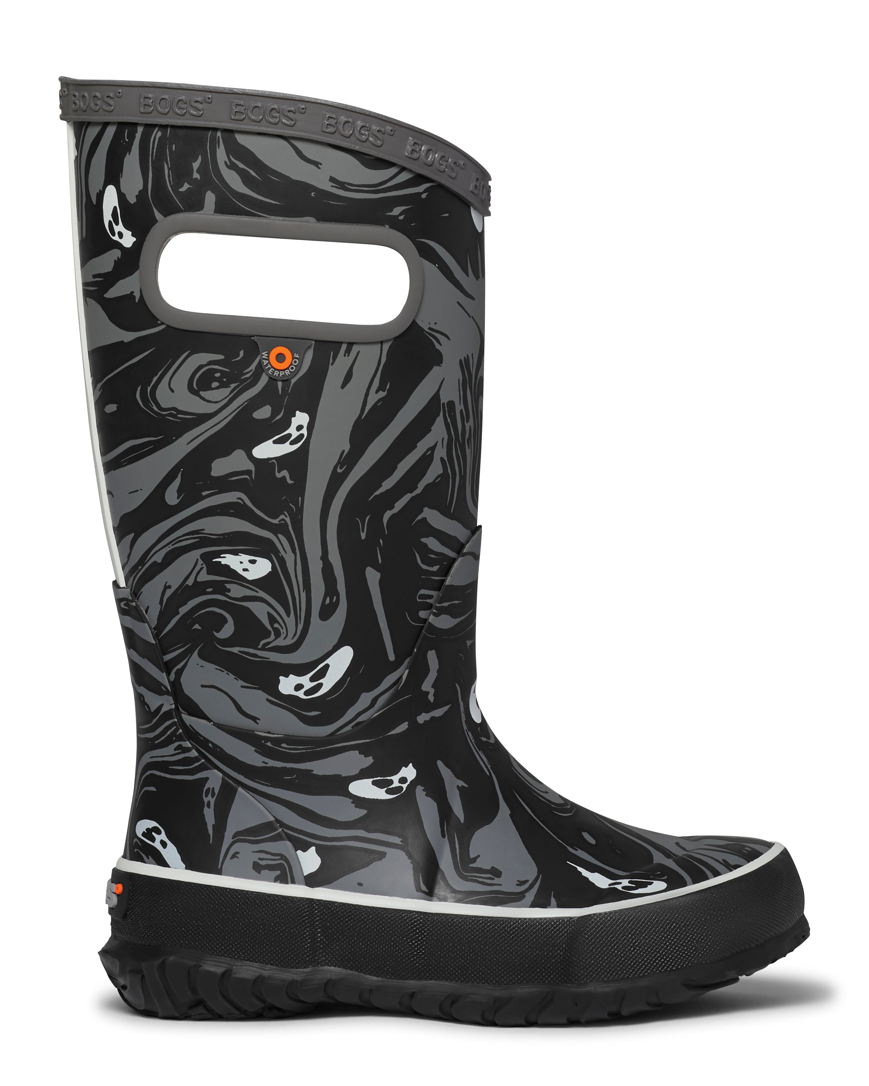 Rain Boot Spooky Print - Black/Grey Multi