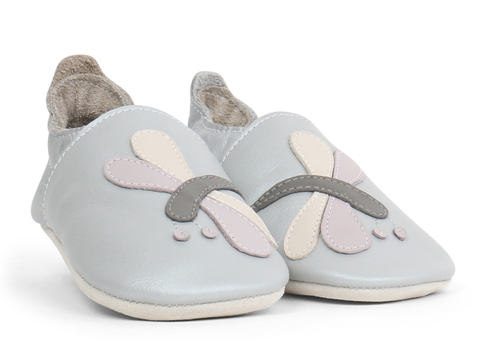 Soft Sole Leather - Silver Dragonfly