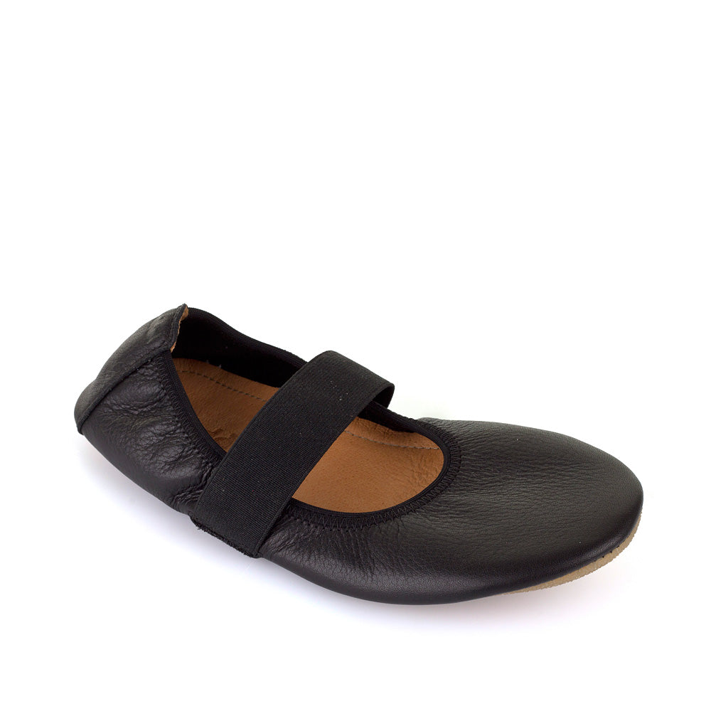 Leather Slipper Ballet Flat - Black