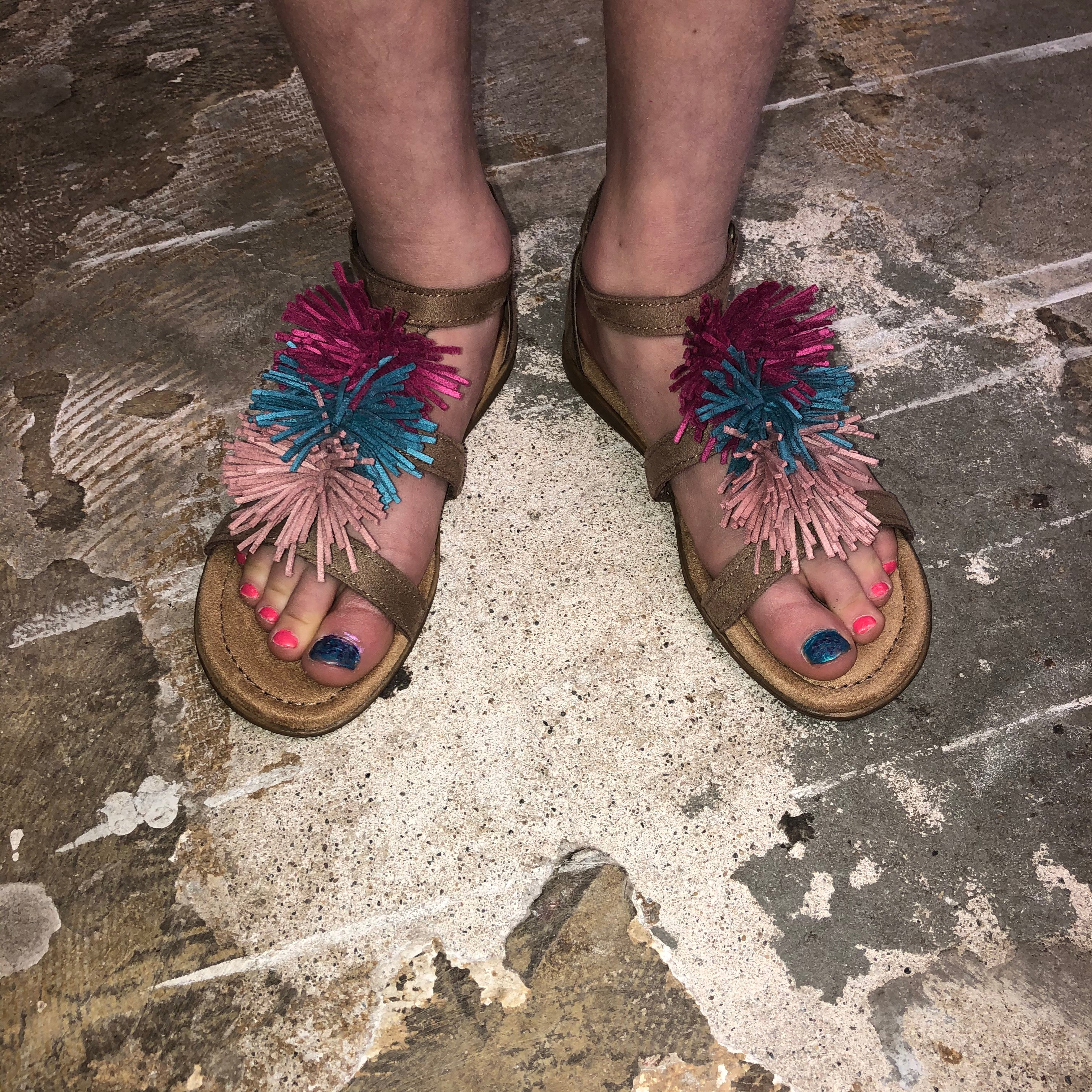 Kids' Eloise Leather Sandal - Taupe/Multi