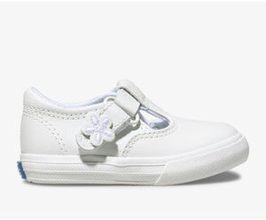 Daphne T-strap Sneaker - White Leather