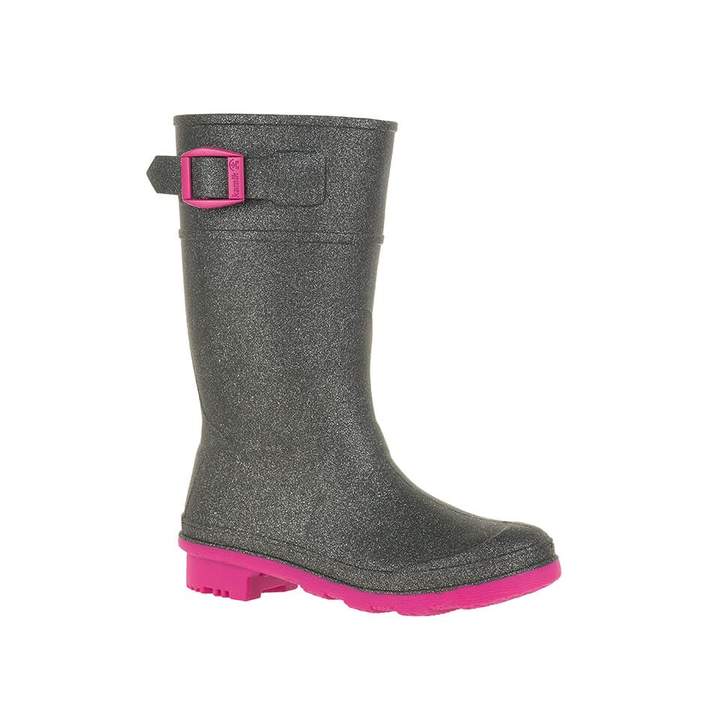 Glitzy Rain Boot - Sparkly Charcoal/Pink