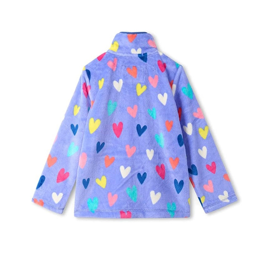 Fuzzy Fleece Zip Up Jacket - Confetti Hearts