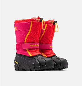 Flurry Kid's Insulated Snow Boot - Poppy Red/Cactus Pink