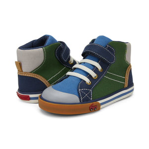 Dane Hi-Top Canvas Sneaker - Green/Blue