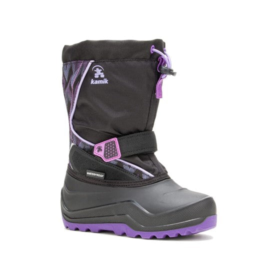 Kid's Snowfall2 Print Waterproof Snow Boot - Black/Purple