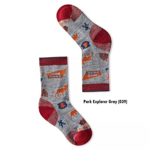 Kids' Hike Light Cushion Crew Socks - Park Explorer Print Gray (039)